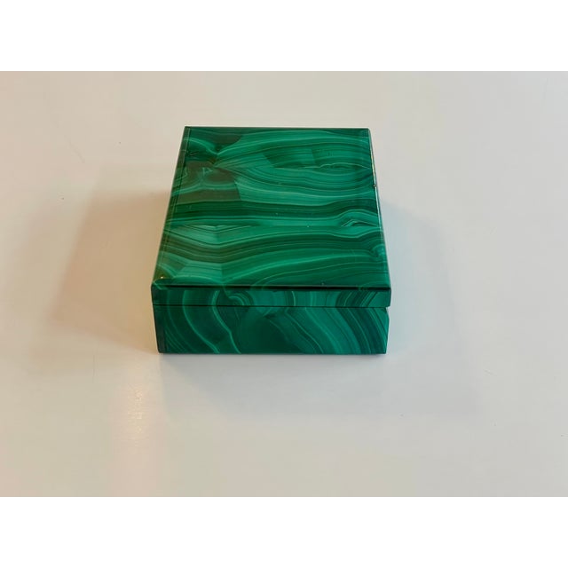 1950s Handcrafted Malachite Box with Brass Hinge, 1950 For Sale - Image 5 of 10