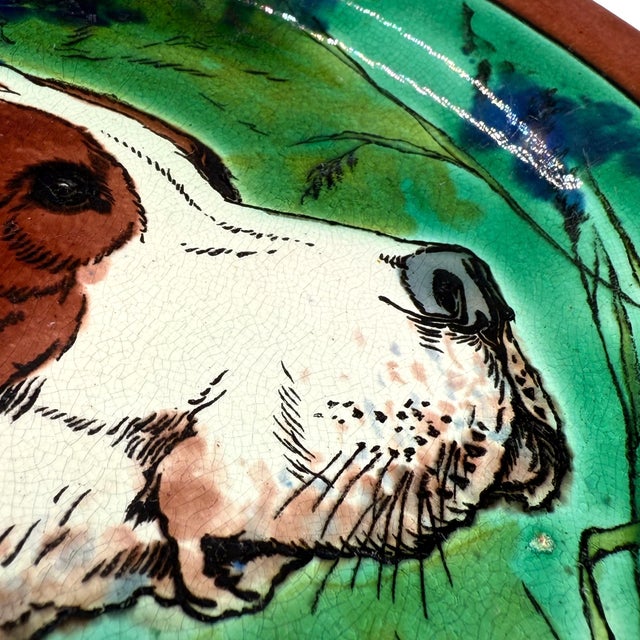 Wedgwood A Wedgwood Majolica Plate With Dog, English, Ca. 1873 For Sale - Image 4 of 13