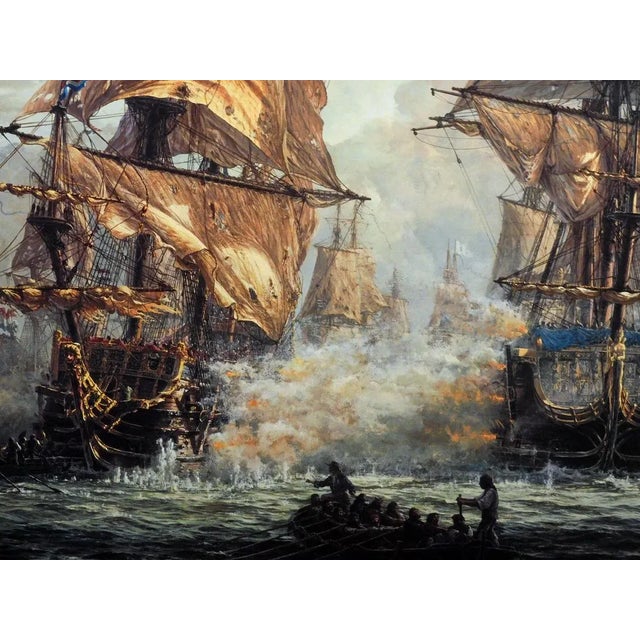 1990s Pete Peterson "Amidst the Melee" Hand Signed Offset Lithograph Art, Ship For Sale - Image 5 of 5