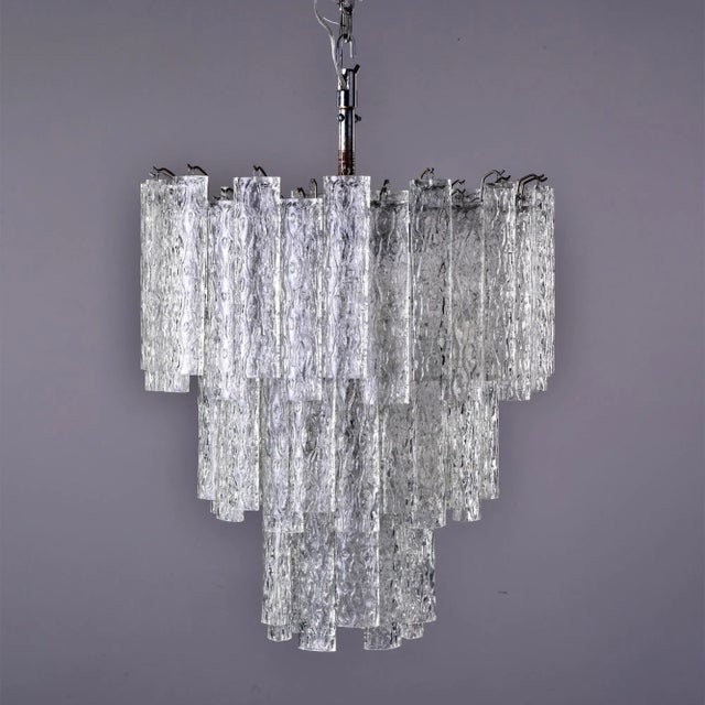 Mid Century Italian Three Tier Tronchi Glass Chandelier For Sale - Image 12 of 12