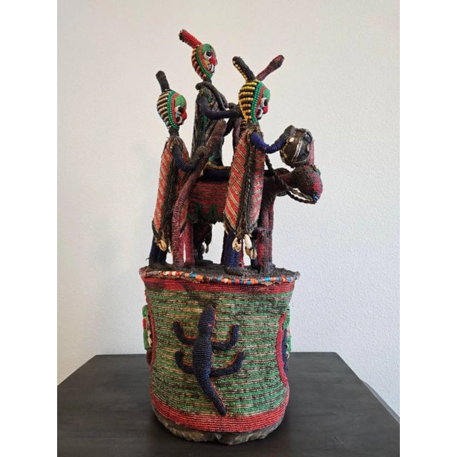 Mid 20th Century African Tribal Yoruba Beaded Ceremonial Crown Altar Headdress For Sale - Image 5 of 11