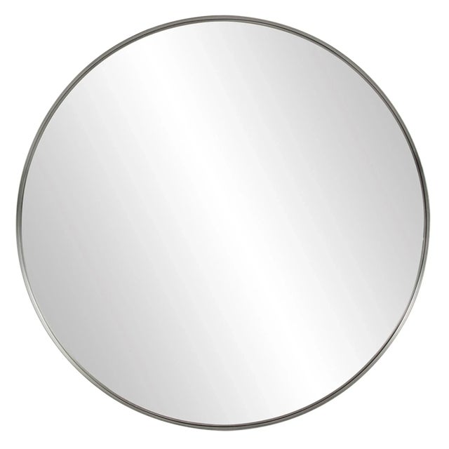 Metal Kenneth Ludwig Chicago Steele Silver Round Mirror For Sale - Image 7 of 7