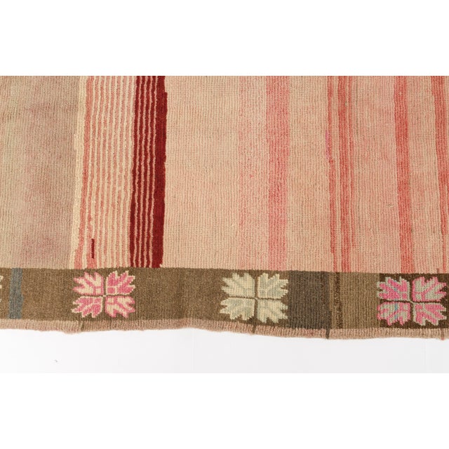 Soft Pink & Earthy Brown Vintage Rug For Sale - Image 9 of 10