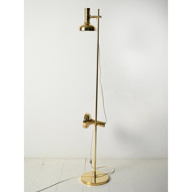 Scandinavian Brass Floor Lamp with Two Adjustable Light Points from Sölken Leuchten, 1960s For Sale - Image 4 of 13