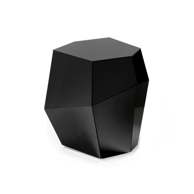 Three Rocks High Side Table in Black Glass from Insidherland For Sale - Image 10 of 10