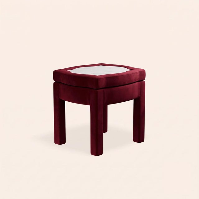 Burgundy Velvet Piero Ottoman by Ceraudo For Sale - Image 6 of 6