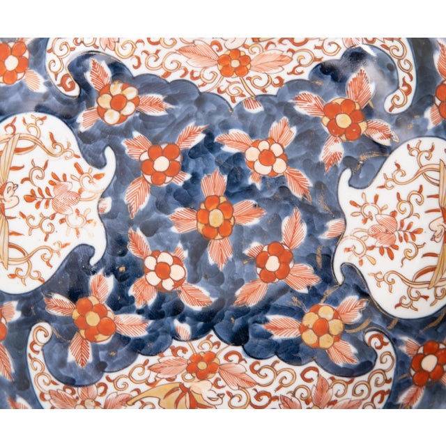 Blue 19th Century Japanese Meiji Period Imari Blue Scalloped Chargers Plates - A Pair For Sale - Image 8 of 11