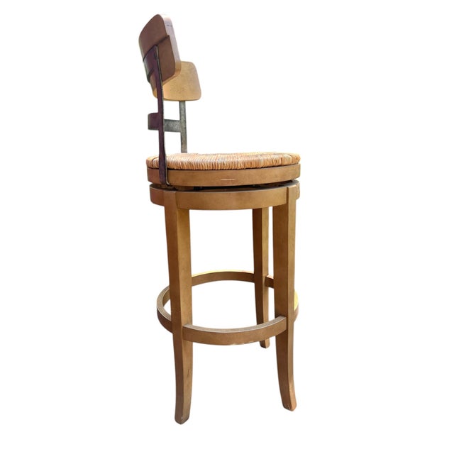 Tan Ballard Designs Marguerite Swivel Bar Height Counter Stool For Sale - Image 8 of 9