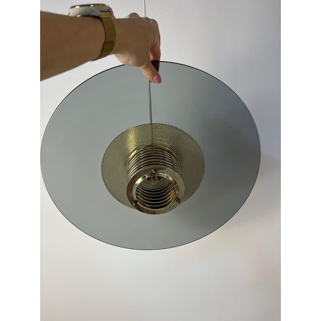 Pendant Lamp in Smoked Glass and Brass by Jan Eskil Eskilsson for Belid For Sale - Image 9 of 11