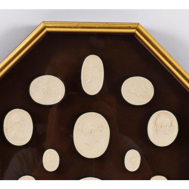 Black Antique Early 19th Century Grand Tour Italian Octagonal Framed Intaglios, Set of 2 For Sale - Image 8 of 16