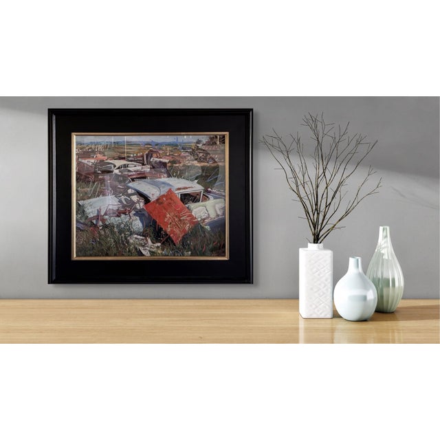 Early 21st Century Fixer Uppers by Jeff Slemons | Soft pastel on sanded paper depicting abandoned cars in a field. For Sale - Image 5 of 5