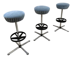 Vintage Industrial Bar Stools in Ice Blue, 1970s