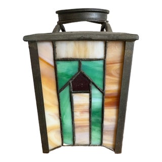 Vintage Arts & Crafts Slag Glass Light Fixture Cover For Sale