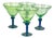 1980s Hand Blown Green and Cobalt Martini - Set of 4 For Sale