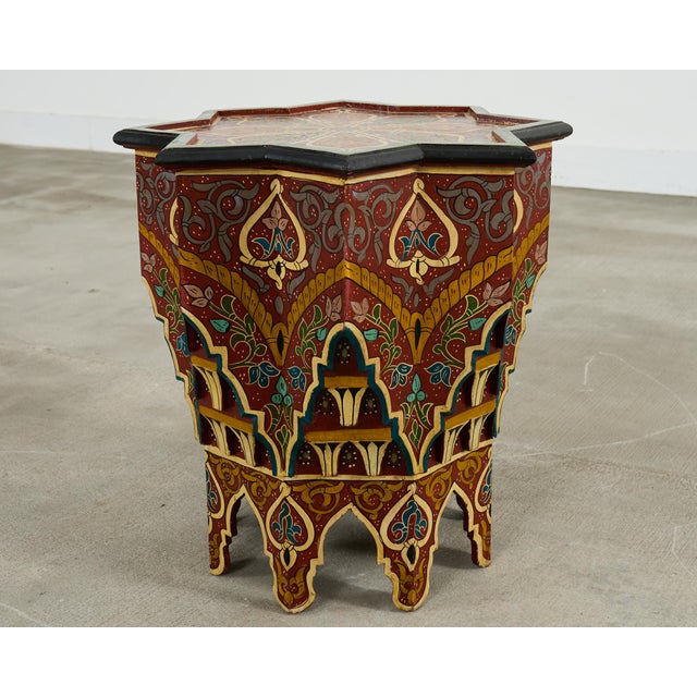 Mid 20th Century Moorish Middle Eastern Polychrome Star Shaped Drink Table For Sale - Image 5 of 15