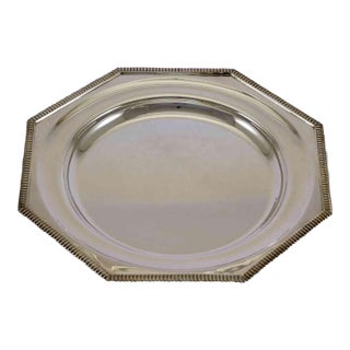 1970’s Vintage/New Silverplate Octagonal Round Platter With Gadroon Applied Border For Sale