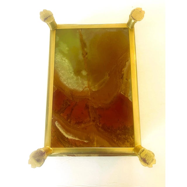 1980s 1980s Rectangular Onyx /Agate Footed Casket Box For Sale - Image 5 of 5