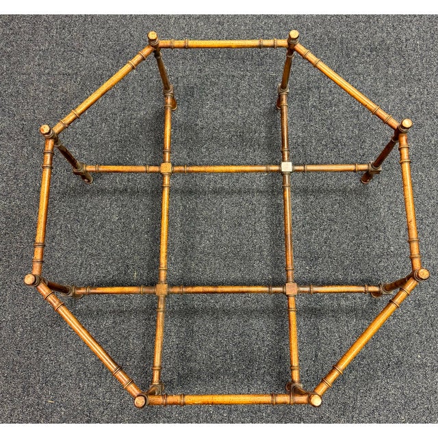Mid-Century Modern Vintage Faux Bamboo Octagonal Coffee Table - Base Only For Sale - Image 3 of 6