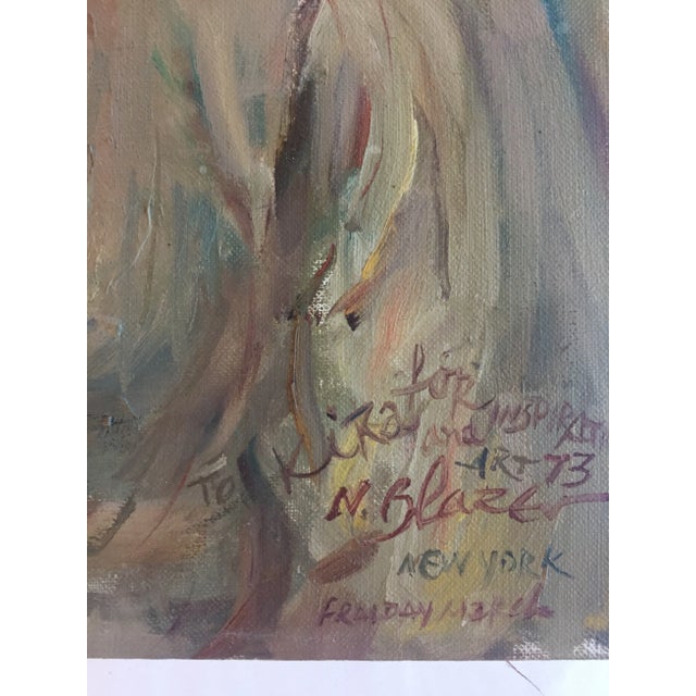 Mid-Century Modern 1970's Vintage Female Portrait Painting For Sale - Image 3 of 5