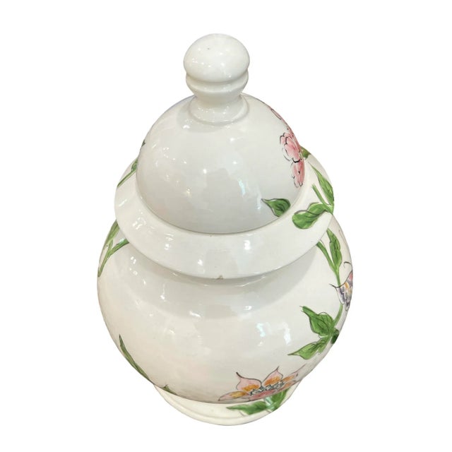 Vintage Italian Bird and Butterfly Ginger Jar For Sale - Image 12 of 13