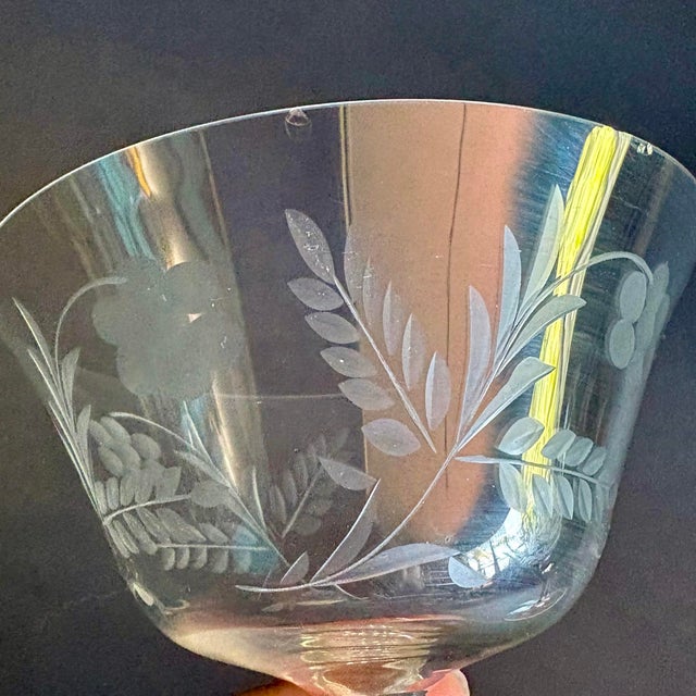 1950s 1950s Mid Century Modern Colony “Danube” Etched Champagne Glasses – Set of 2 For Sale - Image 5 of 5