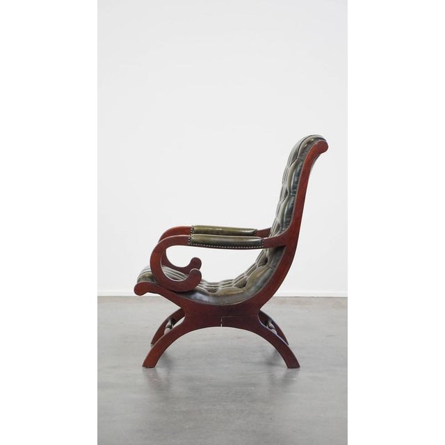 Chesterfield Armchair in Cowhide and Wood For Sale - Image 5 of 14