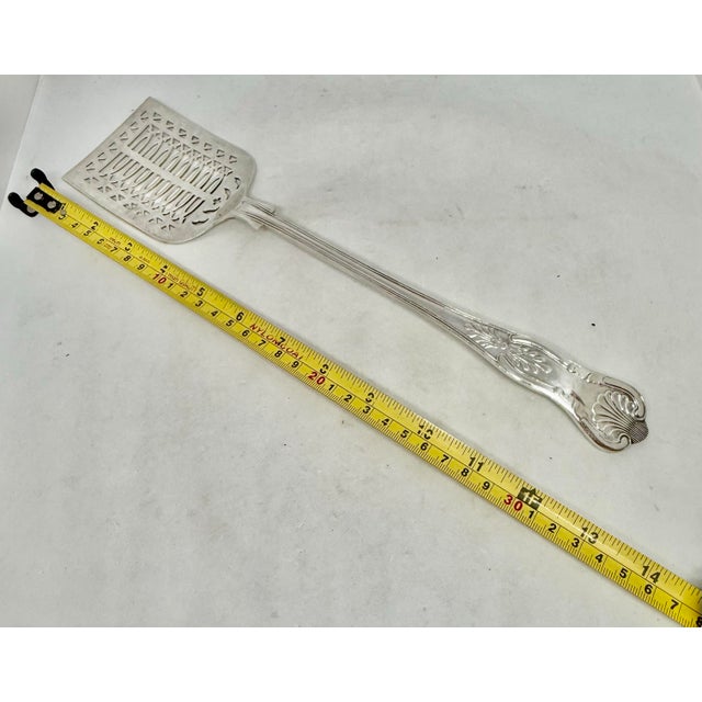 Vintage English Silver Plate Epns 13 1/4" Victorian Style Slotted Asparagus Server For Sale - Image 10 of 12