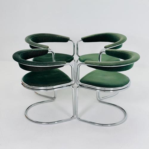 Mid-Century Modern Green Velvet Dining Table Armchairs by Giotto Stoppino, Italy, 1970s For Sale - Image 15 of 18