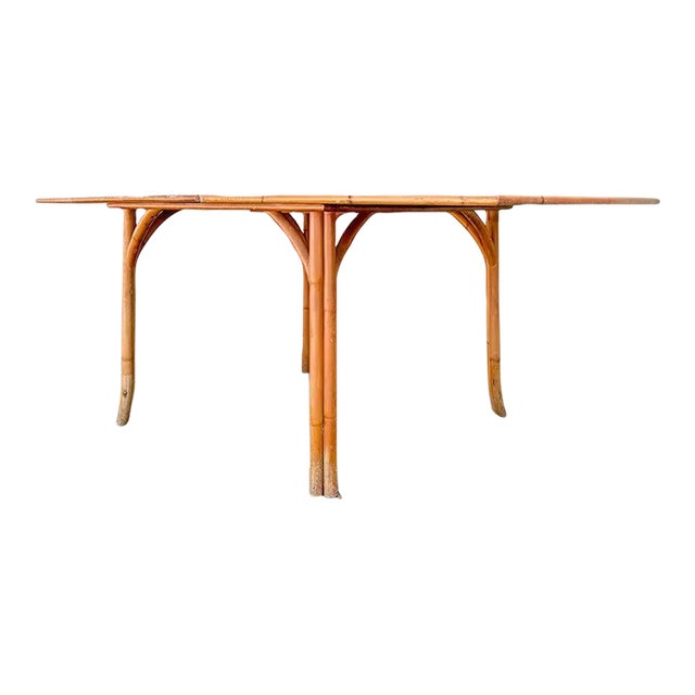 Palm Beach Regency Vintage Florida Flip Top Rattan Game Table For Sale