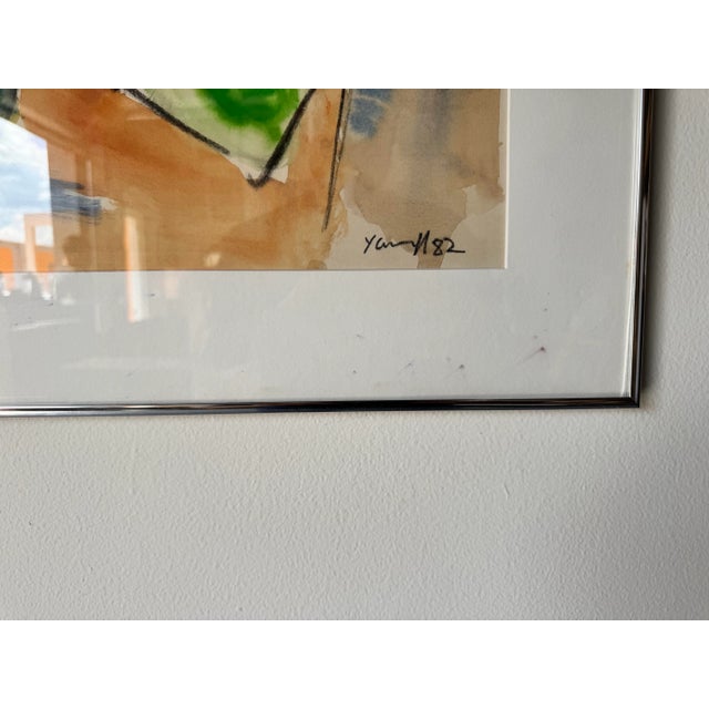 1982 Vintage Expressionist Abstract Watercolor Painting by Yamill For Sale - Image 10 of 12