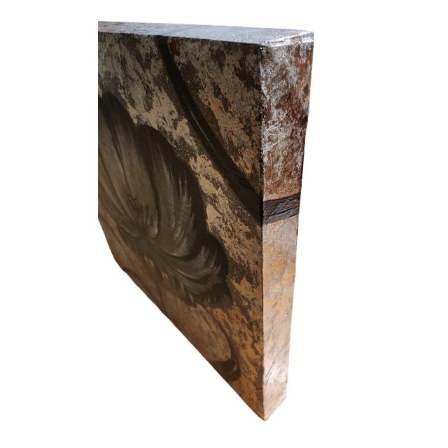 "Black & White Tulips II" by Liz Jardine. Acrylic paint and metallic leafing create a striking image on stretched canvas...