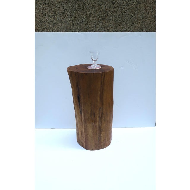 Pedestal Side Drinks Table, Natural Wood Trunk, Organic Modern Style For Sale - Image 4 of 16