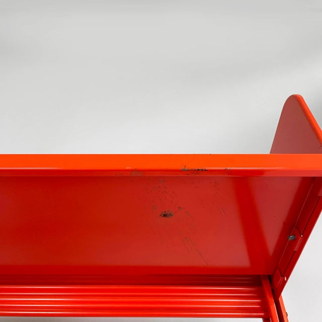 Industrial Modern Italian Orange Metal Bookcase Congresso by Lips Vago, 1970s For Sale - Image 9 of 18