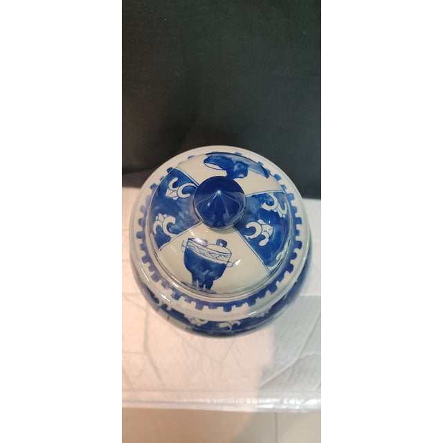Chinese Ceramic Pot Qing Dynasty Kangxi Marked Blue and White Porcelain Ginger Jar Hand Painted Figures Story Pattern For Sale - Image 9 of 10
