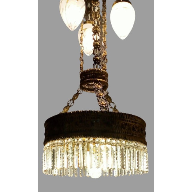 Modernist Hammered Brass Chandelier For Sale - Image 9 of 15