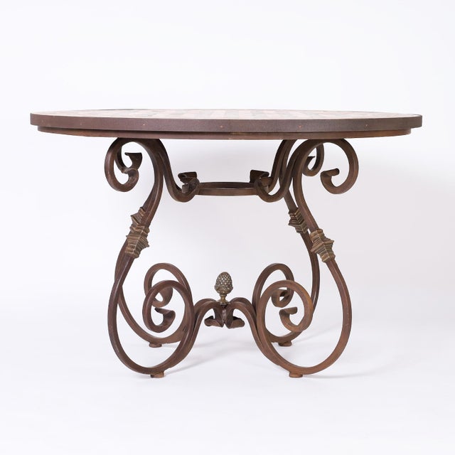 Vintage French Tile Top Table With Iron Base Chairish