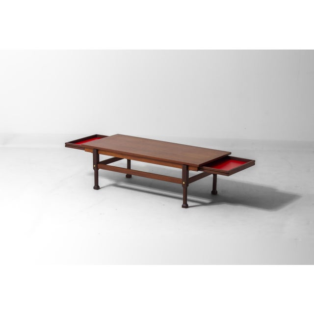 Italian Coffee Table in Teak with Hidden Drawers, 1960s For Sale - Image 10 of 16