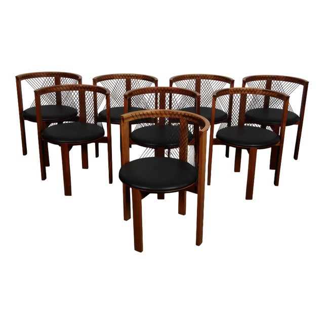 String Chairs attributed to Niels Jørgen Haugesen for Tranekær Furniture, 1980s, Set of 8 For Sale