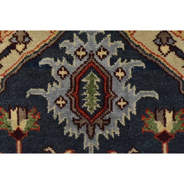 Blue Serapi Rug 9’2” X 11’11” Blue Wool Tribal Hand-Knotted Oriental Carpet For Sale - Image 8 of 12