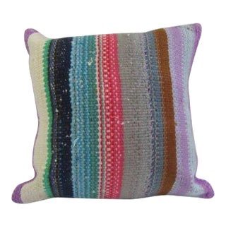 Handmade Striped Kilim Pillow Cover For Sale