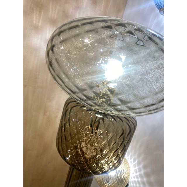 Contemporary Contemporary "Ballotton" Fumè and Grey Murano Glass Floor Lamp For Sale - Image 3 of 12