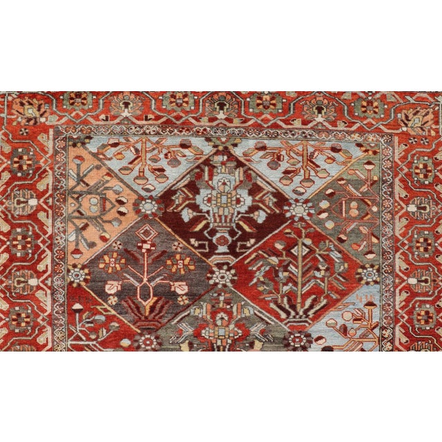 Antique Persian Bakhitari Colorful Rug in All-Over Diamond Garden Design 5'0 X 8'0 For Sale - Image 9 of 12