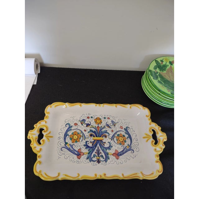 Vintage Hand Painted Italian Deruta Pottery Platter For Sale In Philadelphia - Image 6 of 6