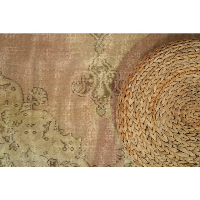 1970s Vintage Turkish Handmade Wool Cotton Beige Area Rug For Sale - Image 11 of 12