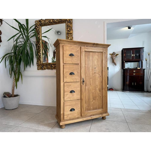 Rustic Farmhouse Bread Cabinet in Wood For Sale - Image 5 of 11