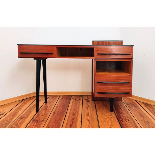 Console, desk designed by M. Pozar, Up Zavody, Czechoslovakia The console of perfect proportions and timeless form, in...
