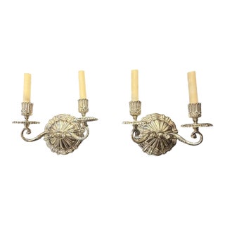 1900 Caldwell Silver Plated Sconces Two Lights - a Pair For Sale