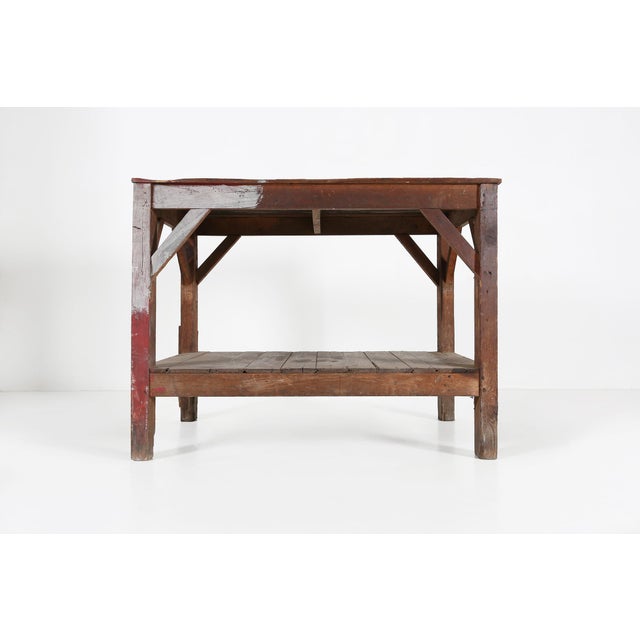 French Industrial Console Table in Wood, 1920s For Sale - Image 4 of 18