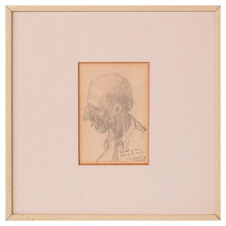 Sketch of a Man, 1920s, Pencil on Paper, Framed For Sale