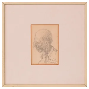 Sketch of a Man, 1920s, Pencil on Paper, Framed
